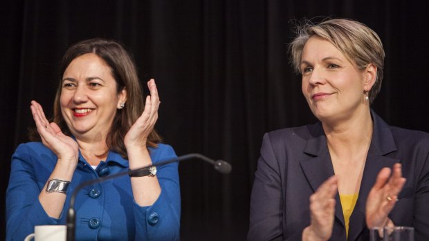 Opposition leader Annastacia Palaszczuk, pictured with federal deputy opposition leader Tanya Plibersek, has vowed to reverse the most contentious reforms of the LNP state government.