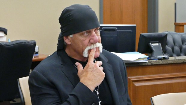 Terry Bollea, known as professional wrestler Hulk Hogan, watches potential jurors at the Pinellas County Courthouse, in St Petersburg, Florida on Tuesday.