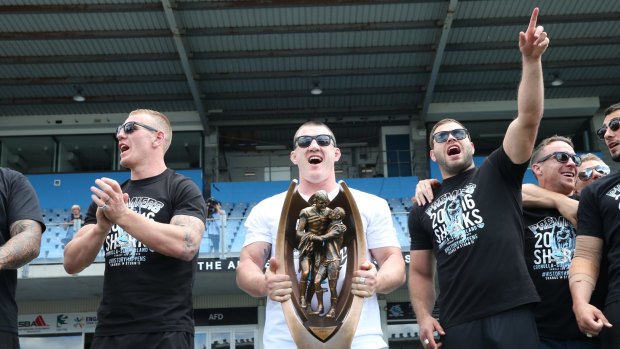 Back from the brink: The Cronulla Sharks meet fans at Shark Park after their grand final win. 