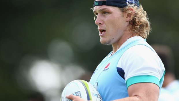 One of the gang: Michael Hooper hands back the Waratahs captaincy to Dave Dennis.
