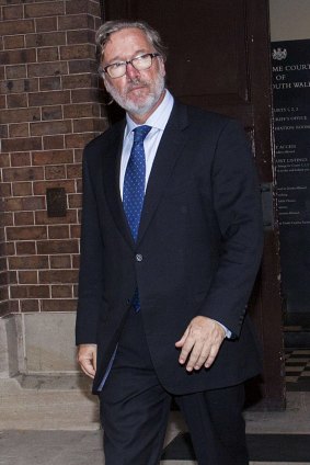 Robert Xie's barrister, Graham Turnbull, SC, leaving the Supreme Court.