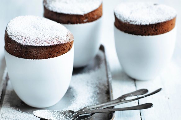 Jill Dupleix's simple flourless chocolate and almond souffles.