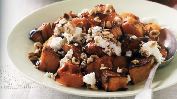 Pumpkin, roasted hazelnut and feta salad