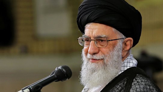 Supreme Leader Ayatollah Ali Khamenei addresses a group of students in Tehran on Wednesday.