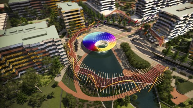An artist's impression of the Commonwealth Games village, which will become 1200 residential apartments after the games.