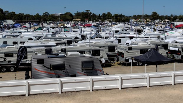 This is Newcastle Entertainment Centre when camper-vanners descend upon it for the caravan, campervan and camping expo. Could this soon be Cronulla or Wanda beaches?