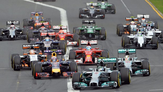 The grid takes off at Australian Grand Prix last year.