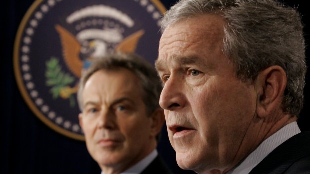 Tony Blair (left) with then US president George W. Bush at a joint news conference in Washington in December 2006.