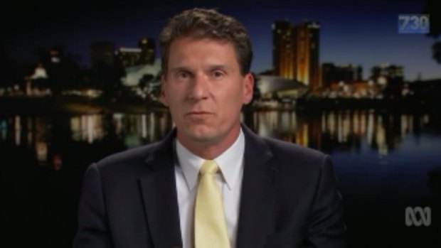 Cory Bernardi, speaking to the ABC from waist-deep in the River Torrens.