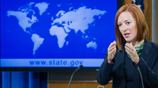Diplomatic stance: US State Department spokeswoman Jen Psaki says the US had no advance knowledge the Taiwanese flag was to be raised in Washington. 