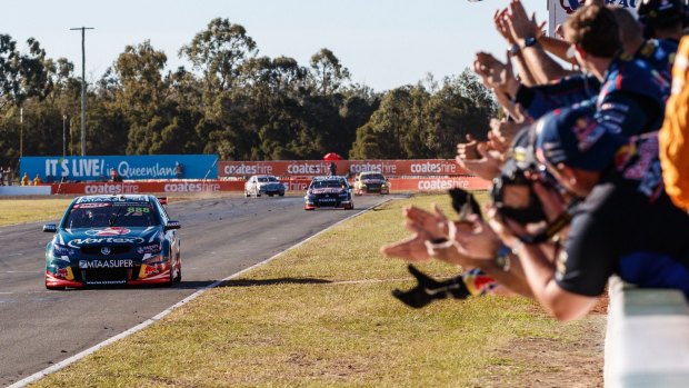 Craig Lowndes racing at the Queensland Raceway at Ipswich. The circuit is set to stay in the Supercars series until 2028.