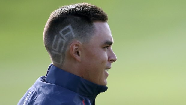 Big name: Rickie Fowler sports a patriotic haircut for the Ryder Cup.