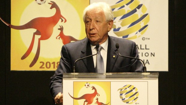 Then-FFA chairman Frank Lowy launches the World Cup bid in 2009.