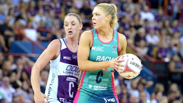Vixens Kate Moloney in round five match against the Firebirds in Queensland.
