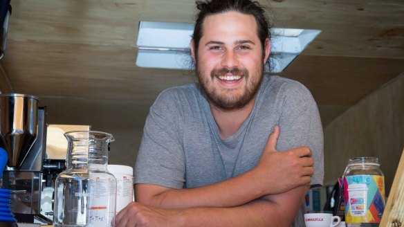 Todd Nicholls, manager of Co-Ground social enterprise coffee van, in Collingwood.