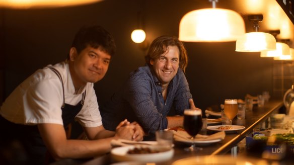 Chef Ittichai Ngamtrairai and Molly Rose founder Nic Sandery at the chef's counter.