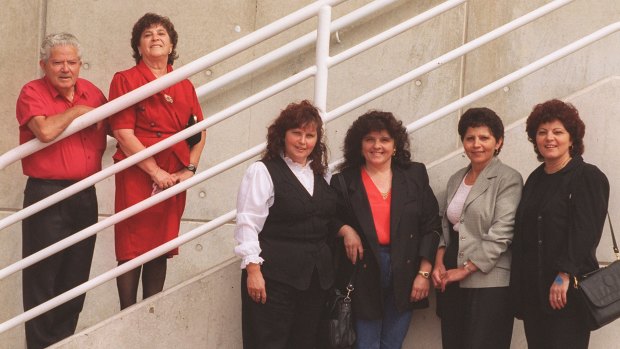 Survivors of the Skaubryn, Maltese immigrants Zaren and Georgina Camenzuli and their daughters (L-R) Lina, Lucy, Joyce and Mary in 1996