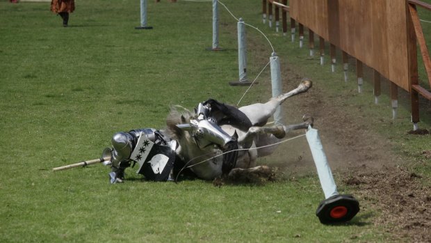 A horse was injured during the joust session in the arena at the St Ives Medieval Faire in the Showground on September 24