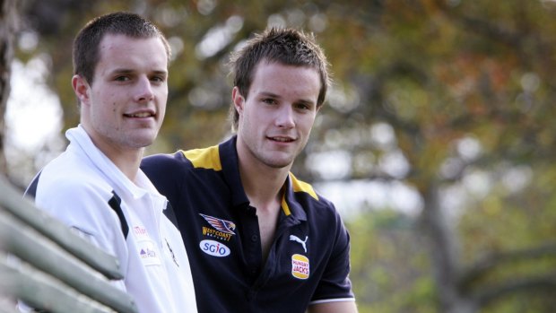AFL twin brothers Mitch (left) and Nathan Brown in Melbourne.