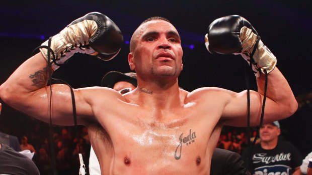 Still got it: Anthony Mundine celebrates the KO.