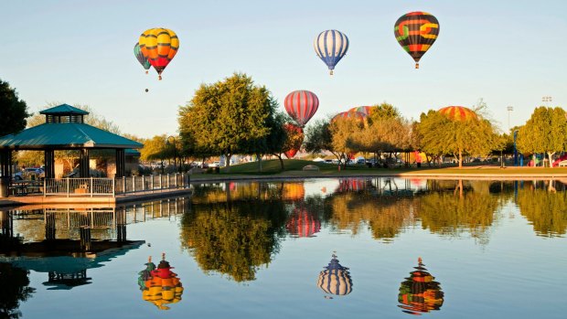 Hot Air Balloons at the Balloon Festival in Yuma, Arizona.