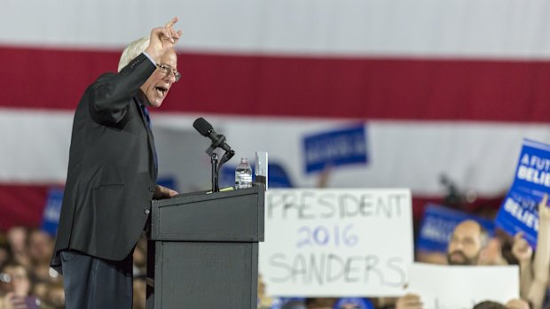 Bernie Sanders speaks at a campaign stop in Madison, Wisconsin, at the weekend.