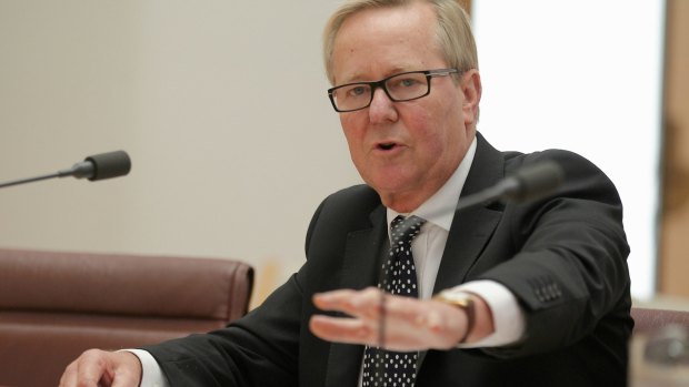 Quentin Dempster appearing before the Senate committee. 