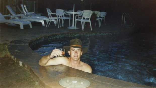 Brenden Abbott, the 'Postcard Bandit', at a Gold Coast hotel swimming pool circa 1995