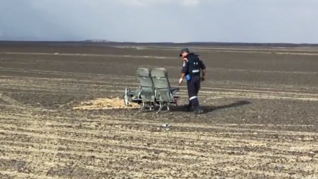 Damaged seats of a passenger jet bound for St. Petersburg in Russia that crashed in Egypt in a photo from footage supplied by the Russian Emergency Situations Ministry.