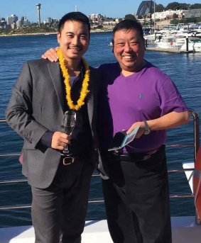 Simon Zhou, left, with NSW Labor MP Ernest Wong.