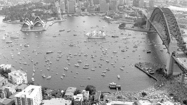 Sparkling: Australia kicked off 1988 with a party and the re-enactment of the arrival of the First Fleet on Australia Day.
