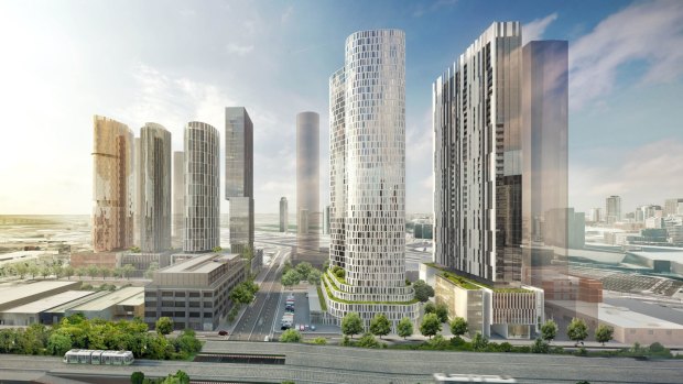 These towers proposed for Fishermans Bend would be required to have rooftop rainwater tanks.