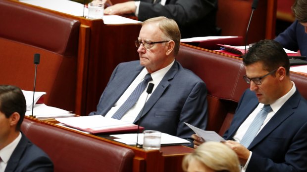 Gold Pass meltdown: Senator Ian Macdonald during question time in the Senate at Parliament House.