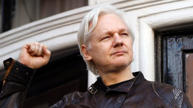 Julian Assange on the balcony of the Ecuadorian Embassy in London.