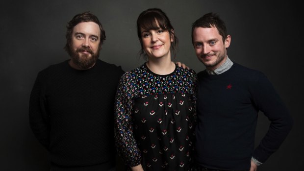 Sundance Grand Jury Prize winners: Actor Melanie Lynskey, from left, director Macon Blair and actor Elijah Wood for the film, I Don't Feel at Home in This World Anymore.