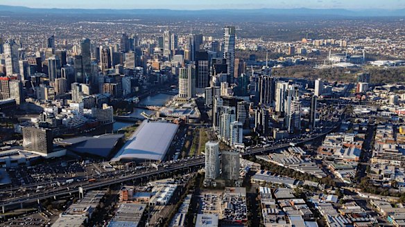 The twin towers, in the bottom centre of this artists impression, were planned for 2-4 Buckhurst Street, South Melbourne. 
