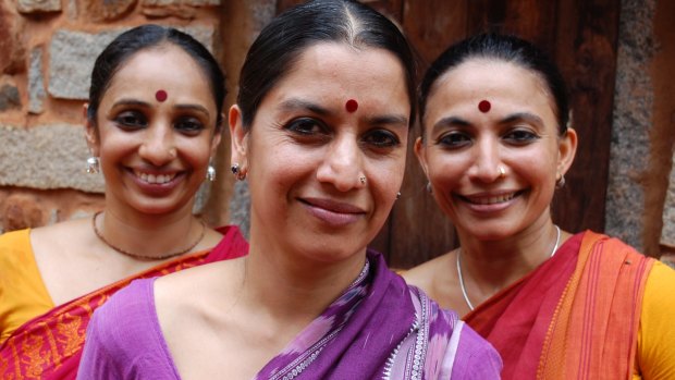 Ensemble members Surpupa Sen (middle), Bijayani Satpathy (right) and Pavithra Reddy (left).
