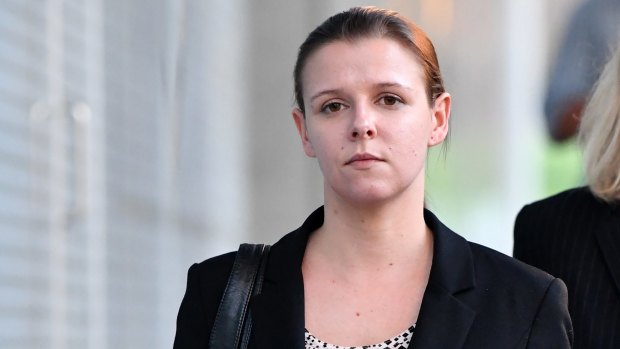 Ashleigh Watterson leaving the Brisbane Supreme Court after she was convicted of assaulting her baby daughter.