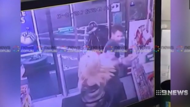 A screenshot from the CCTV inside the 7-Eleven at Enmore. 