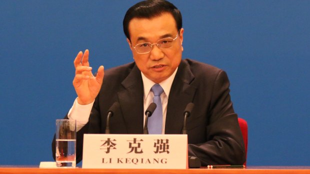 Chinese Premier Li Keqiang speaks at the conclusion of the National People's Congress in Beijing on Sunday.