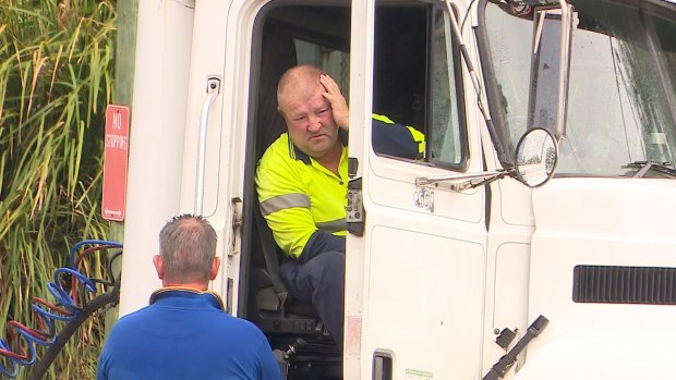 The driver of the semi-trailer after the crash.