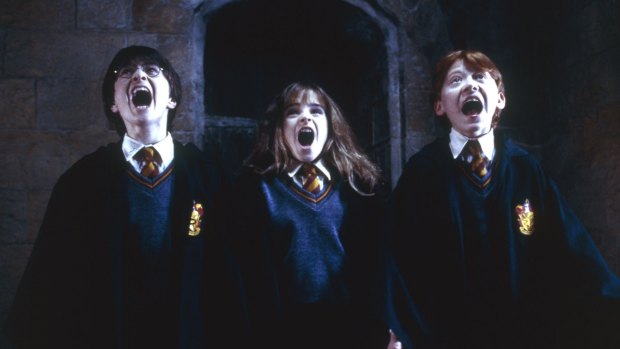 Scream stealers Harry, Hermoine and Ron in <i>Harry Potter and the Philosopher's Stone</i>.