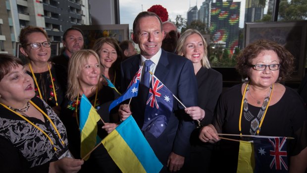 Tony Abbott is celebrated by the Australian Federation of Ukrainian Organisations with its inaugural Freedom Award. 