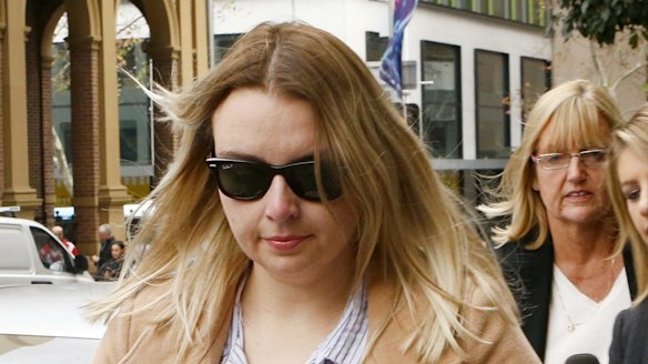 Glen McNamara's daughter Jessica leaves court after her father was found guilty of murder.