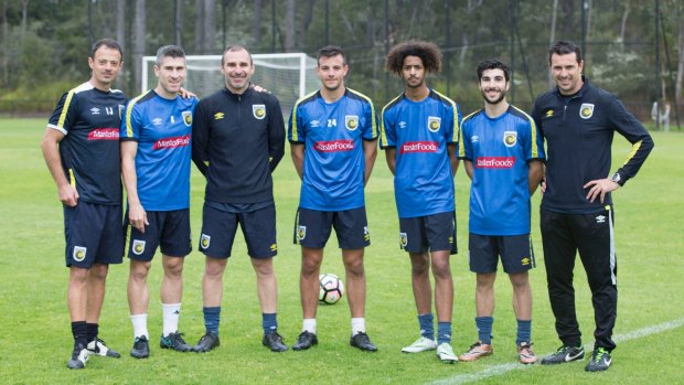 Canberra footballers Jeremy Habtemariam, Jordan Tsekenis and Andrew Slavich joined coach Luka Udjur in a Central Coast Mariners camp.