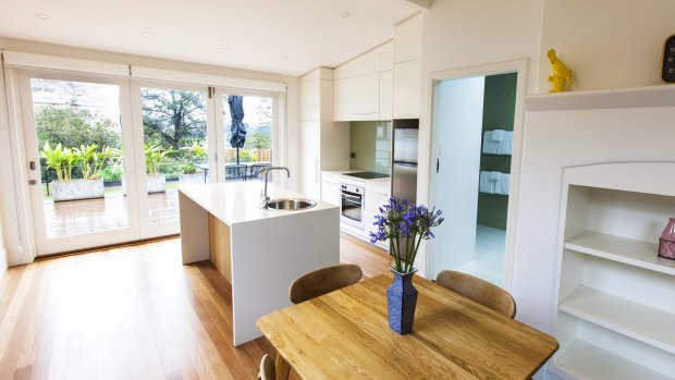 The airy kitchen and dining room.