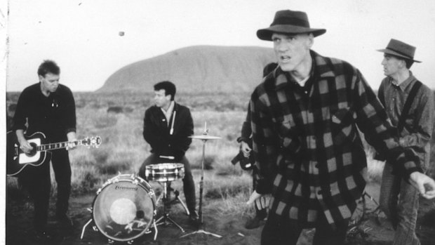 A 1986 photo of Midnight Oil touring Aboriginal communities.