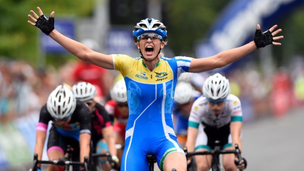 Kimberley Wells - shown here winning the women's criterium at the Australian road cycling championships earlier this week - is a member of Australia's newest women's cycling team.