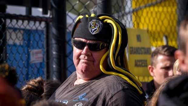 A dedicated fan at Richmond's open training on Friday morning.