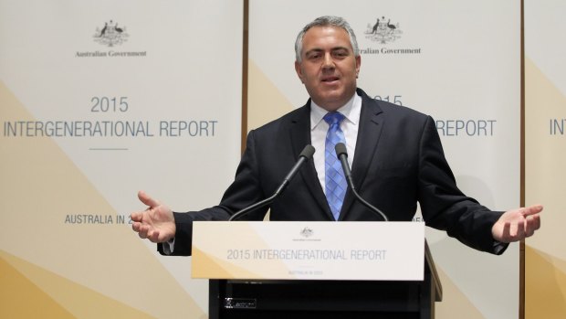 Change in the view of climate: Treasurer Joe Hockey delivers the 2015 Intergenerational Report.
